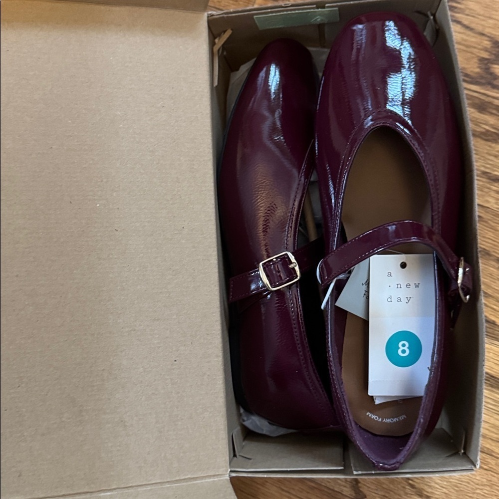 Elena Mary Jane Flats with Memory Foam Insole – A New day Burgundy - Picture 8 of 8